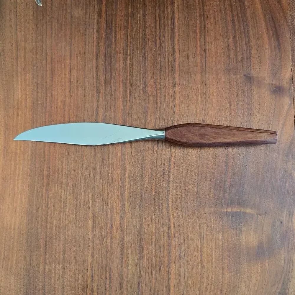 Vintage Fleetwood Designer Teak Handle Steak Butter Knife Retro Mid Century MCM